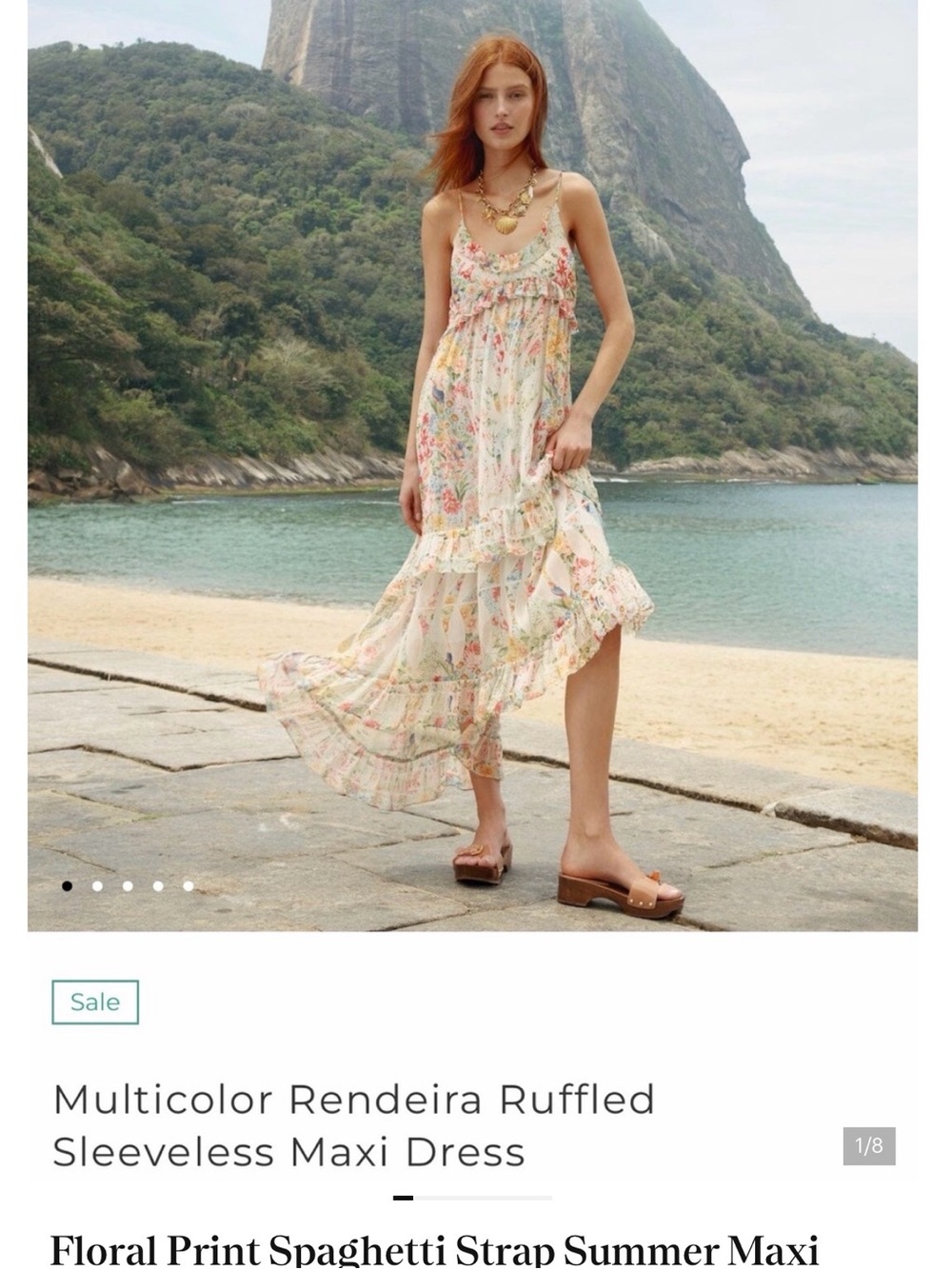 Farm Rio Floral Multicolor Rendeira Ruffled Sleeveless Maxi Dress